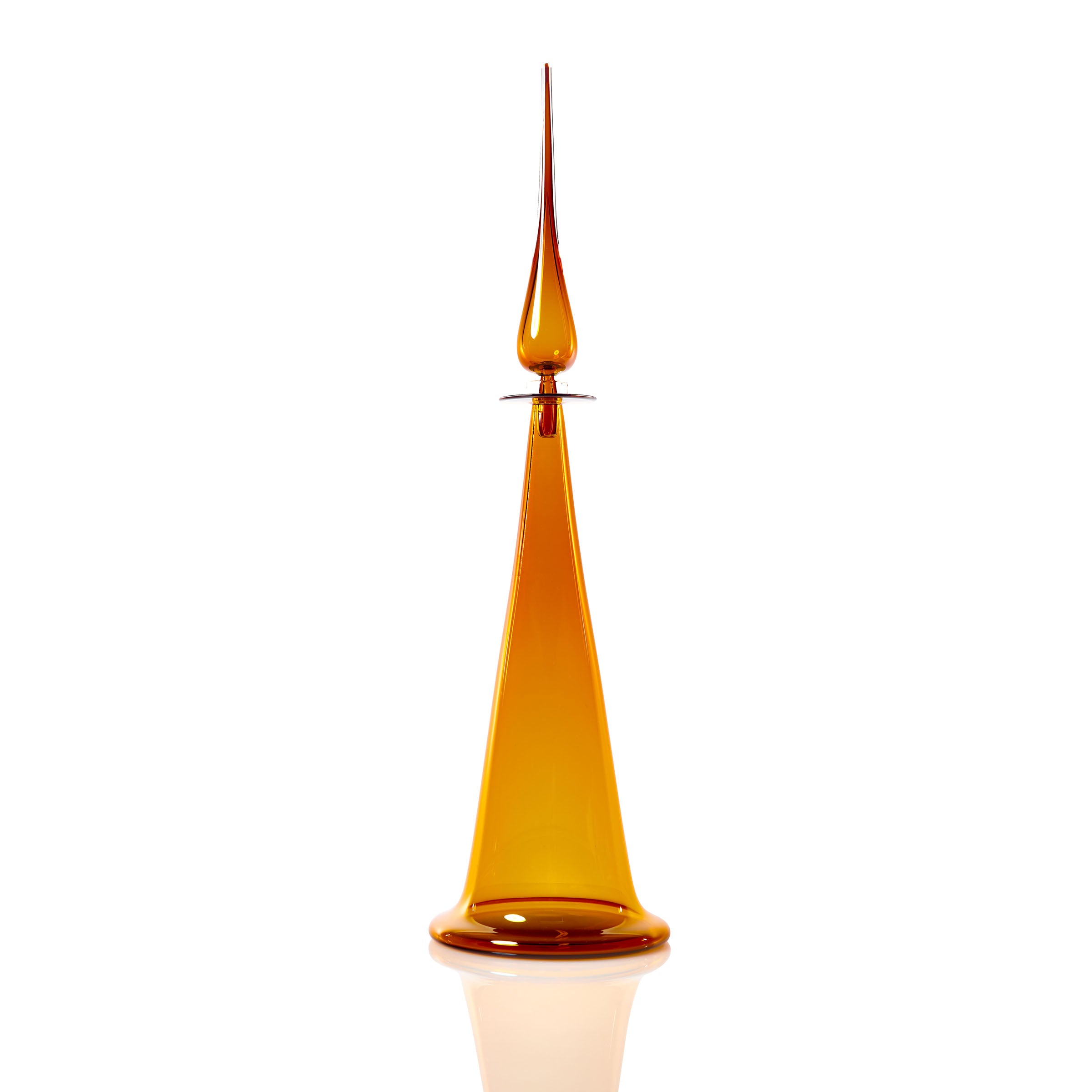 Large Fluted Cone Decanter - Amber