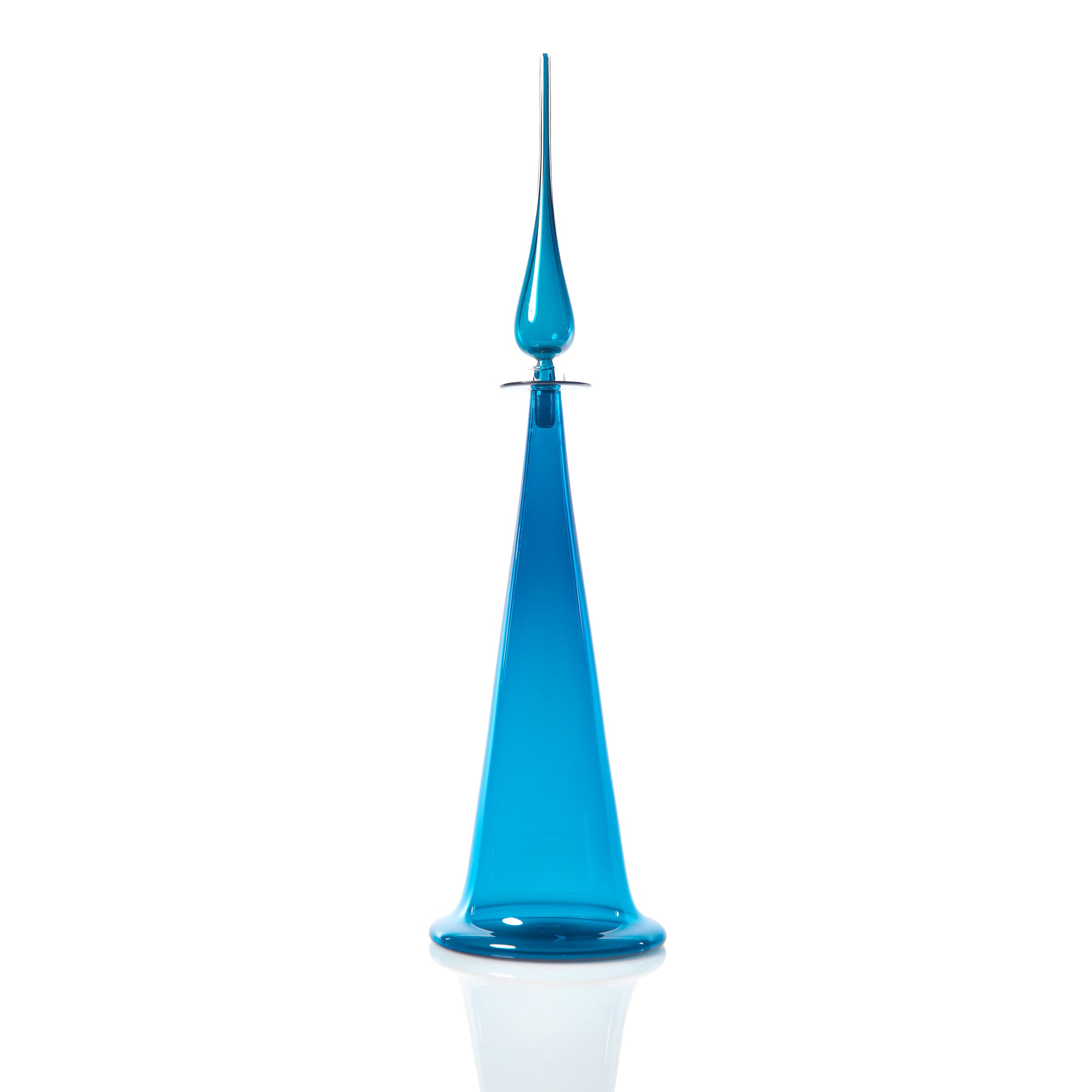 Large Fluted Cone Decanter - SteelBlue