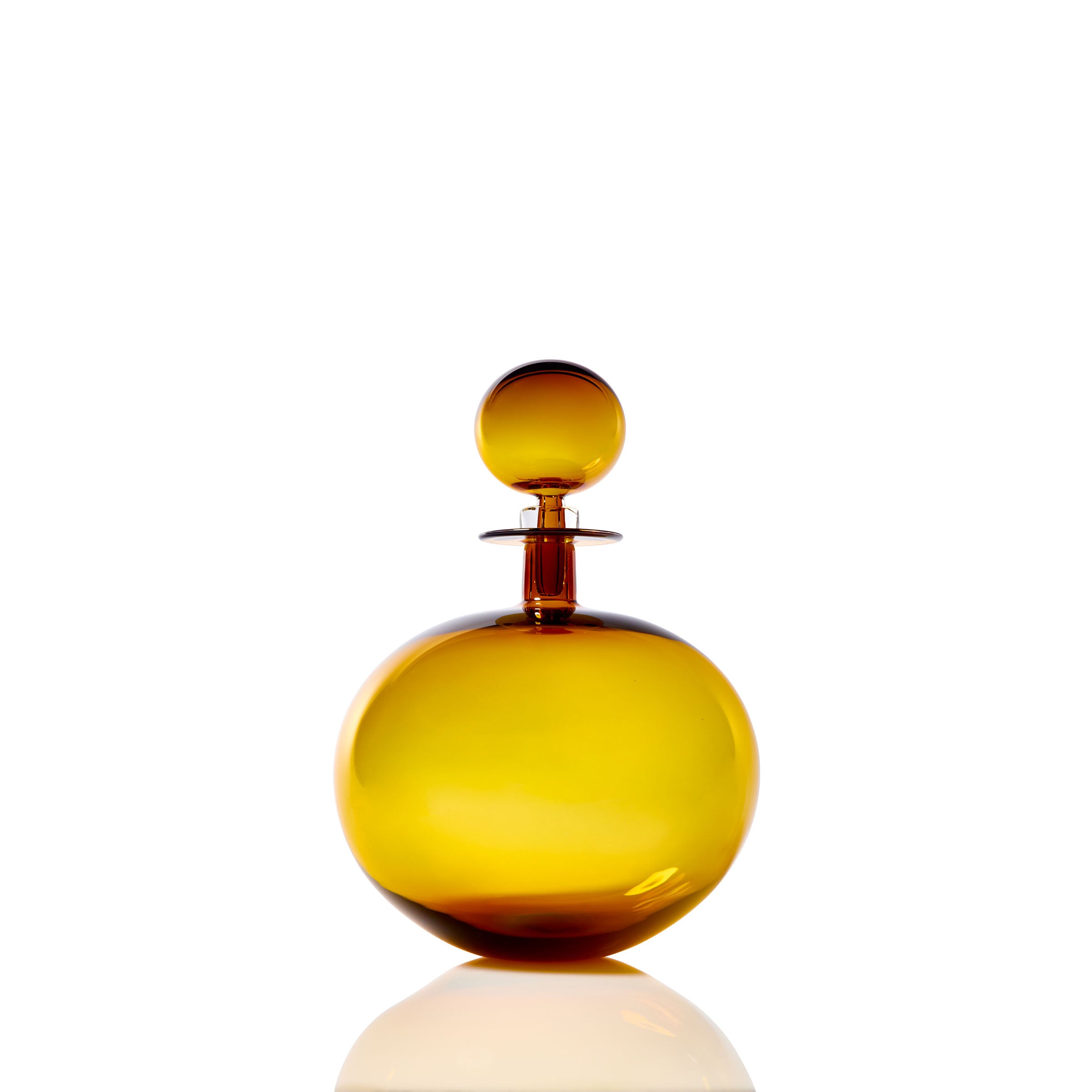 Large Low Round Decanter - Amber