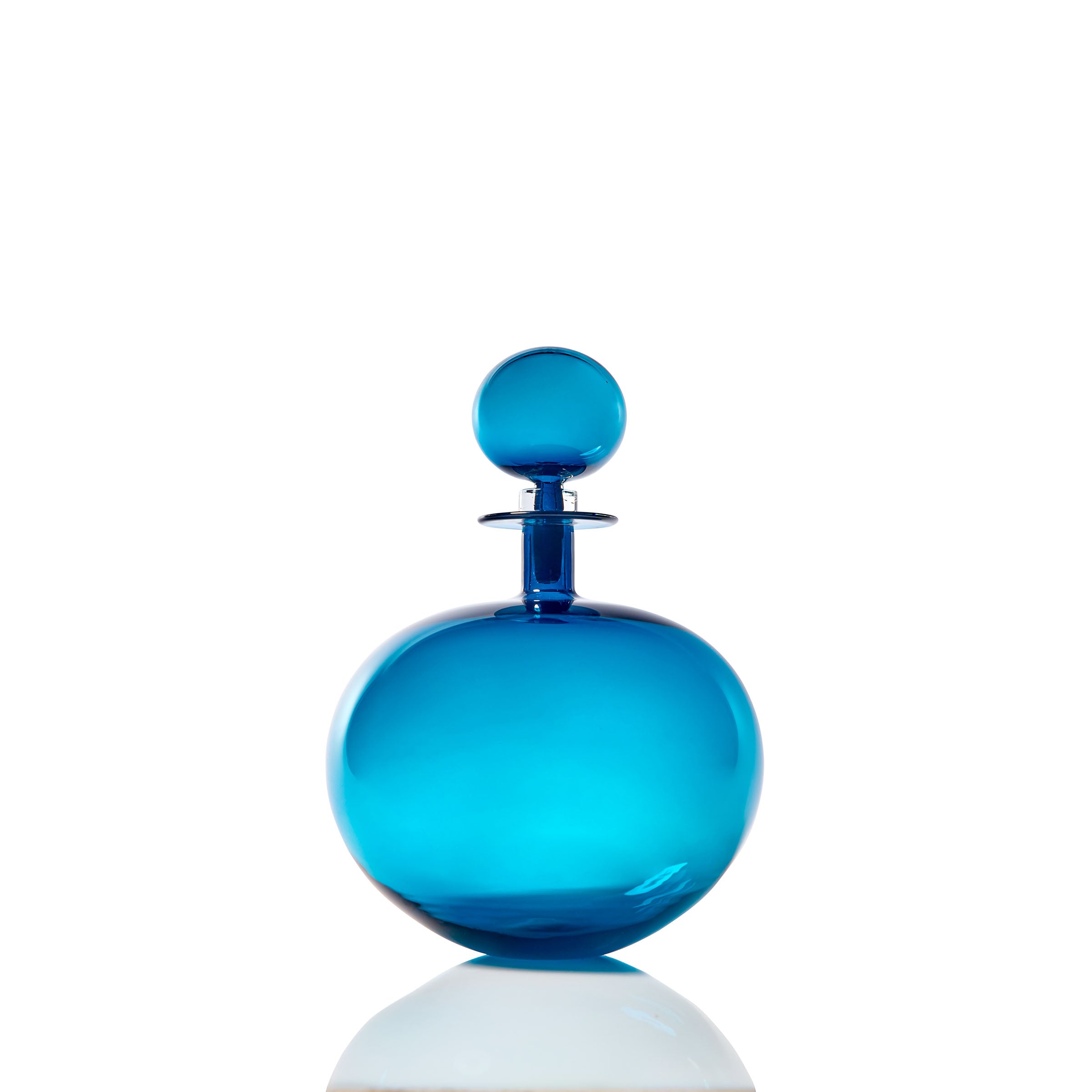 Large Low Round Decanter - SteelBlue